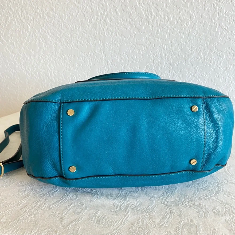 Tory Burch Teal logo Hobo 2 way Bag